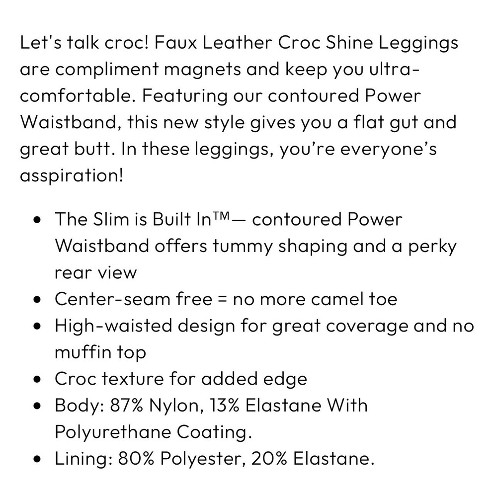 SPANX Faux Leather Croc Shine Leggings Womens Small High Waisted Tummy Control - Picture 7 of 8